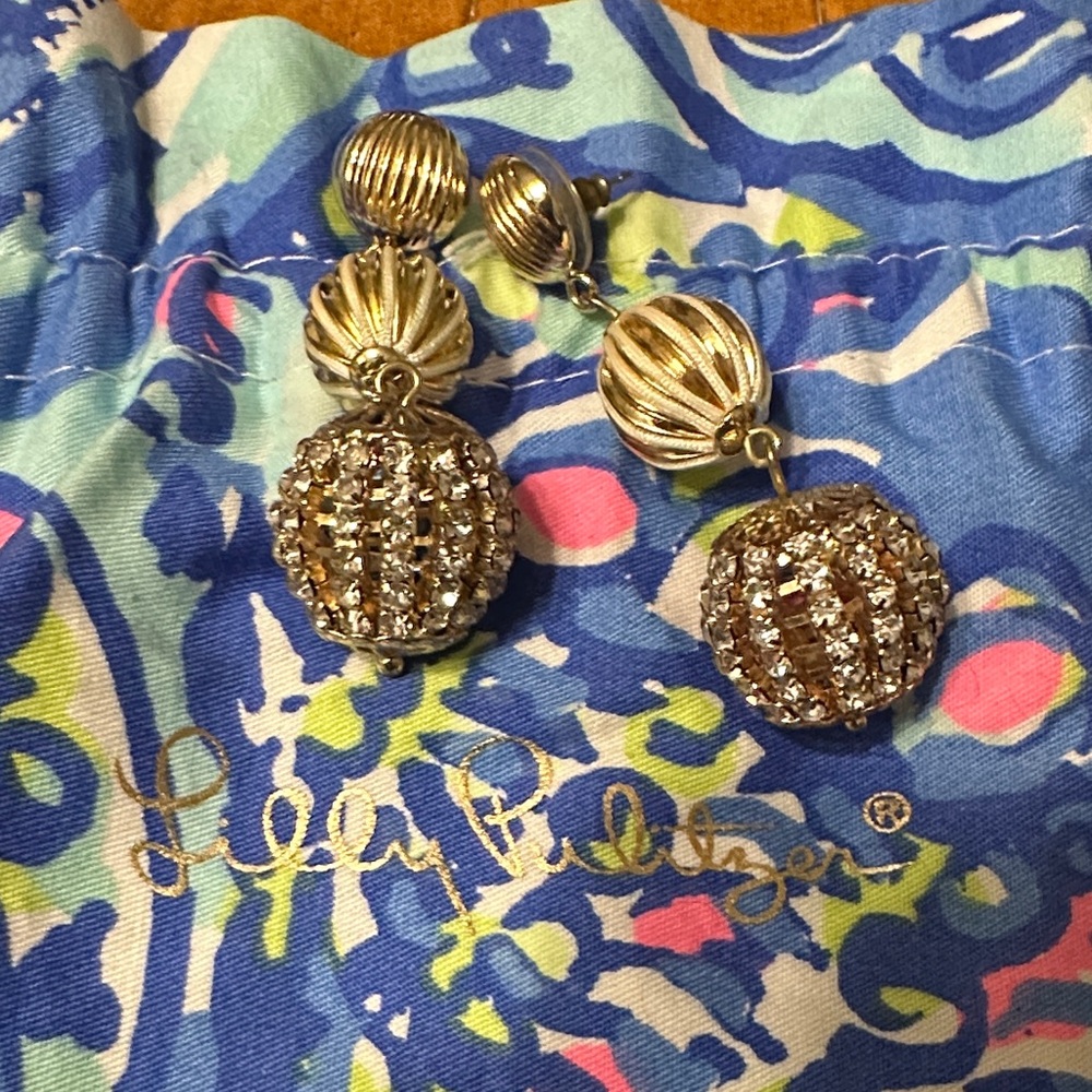 Lilly Pulitzer Gold and Silver Rhinestone Earrings